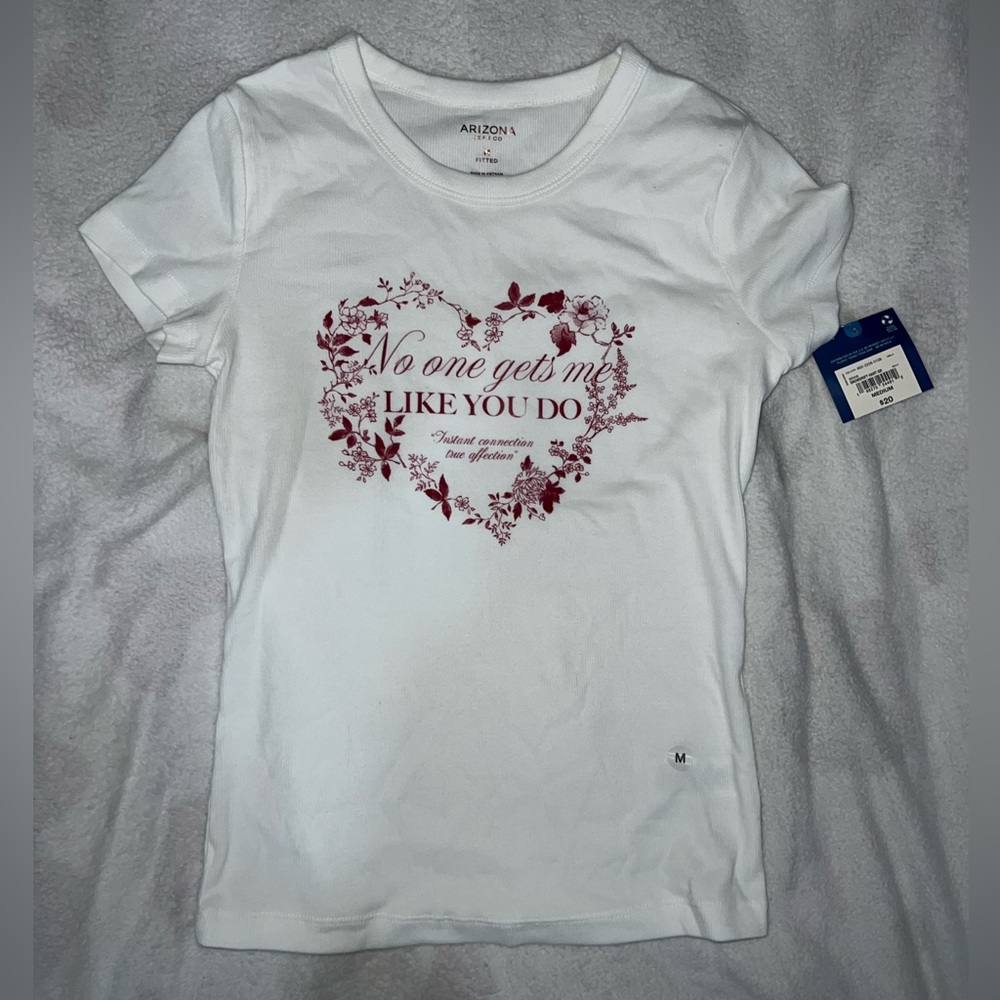 Arizona Jean Company White Tee with Red Heart Graphic